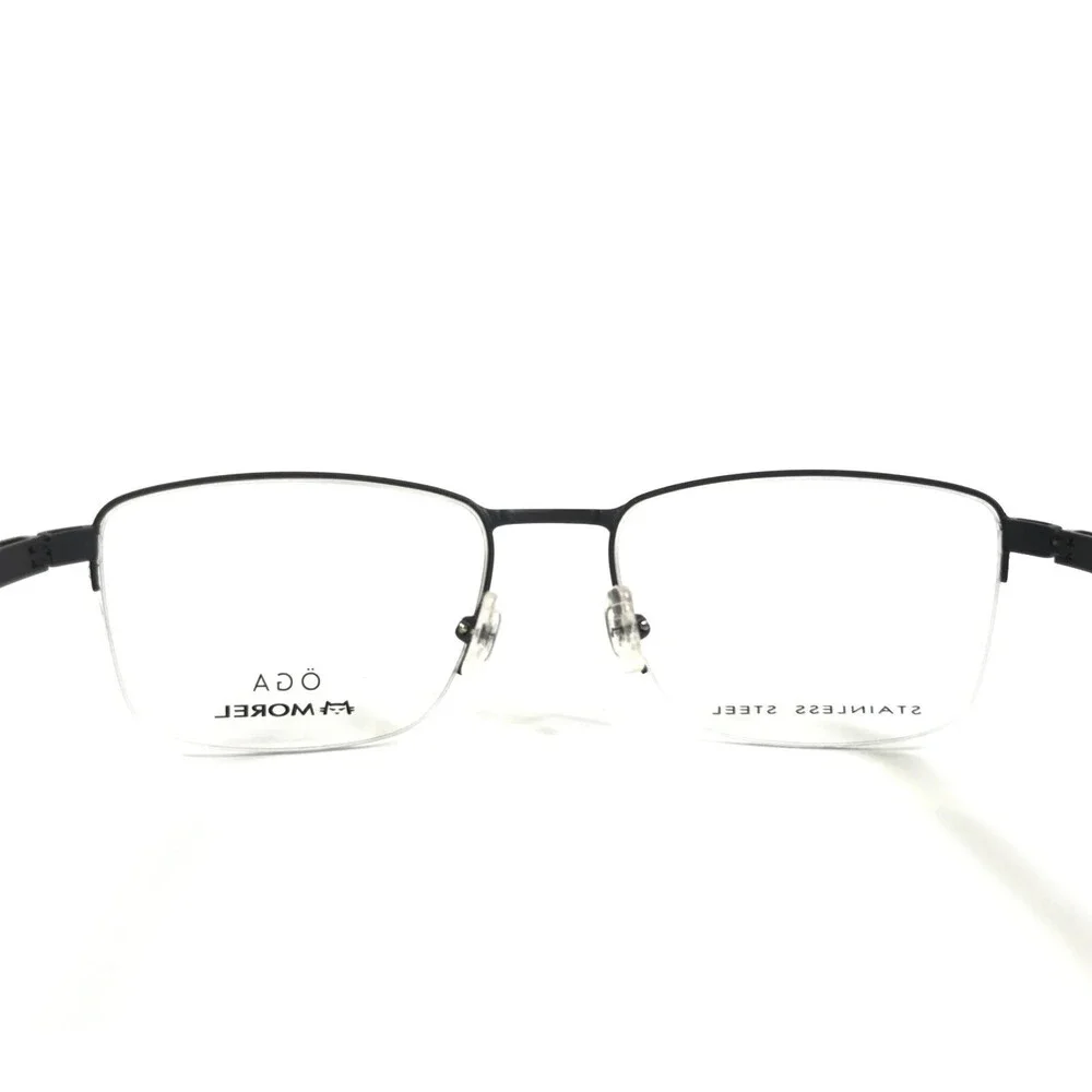 OGA by Morel Eyeglasses Frames 10087O GB05 Blue Gray Square Half Rim 55-19-140